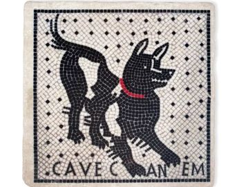 MuseumShopPompeii - Etsy Испания Botticino Marble, Cave Canem, Beware Of The Dog, Floor Mosaic, Silver Chargers, Pompeii Italy, Italy Gift, Beware Of Dog, Document Sign