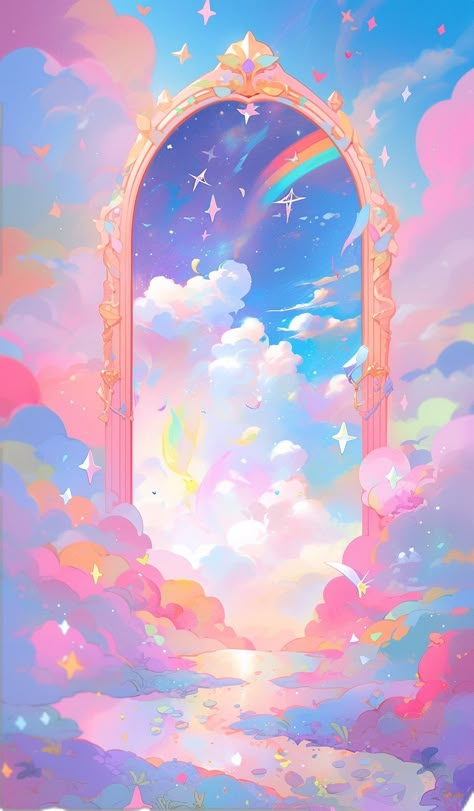 Vibrant Colors Aesthetic, Magical Background, Crafts Wallpaper, Images Kawaii, Dreamy Artwork, Colorful Clouds, Japon Illustration, Rainbow Aesthetic, Rainbow Cloud