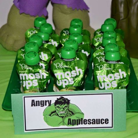 Trae's Smashing Hulk Party | CatchMyParty.com Hulk Birthday Party Ideas, Hulk Smash Party, Hulk Birthday Party, Hulk Birthday Parties, Spiderman Birthday Party Decorations, Hulk Party, Marvel Birthday Party, Marvel Party, Hulk Birthday