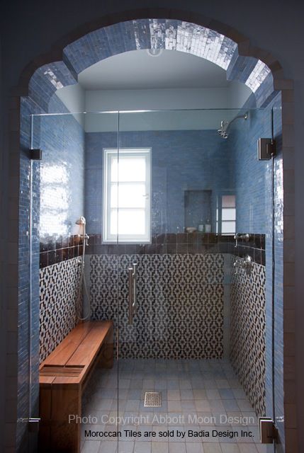 Moroccan Mosaic Tiles | Moroccan Tiles Los Angeles Marrocan Interiors, Moroccan Tiles Bathroom, Hammam Bathroom, Moroccan Tile Bathroom, Moroccan Bathroom, Turkish Bathroom, Tiled Bathroom, Spanish Home Decor, Bathroom Plans