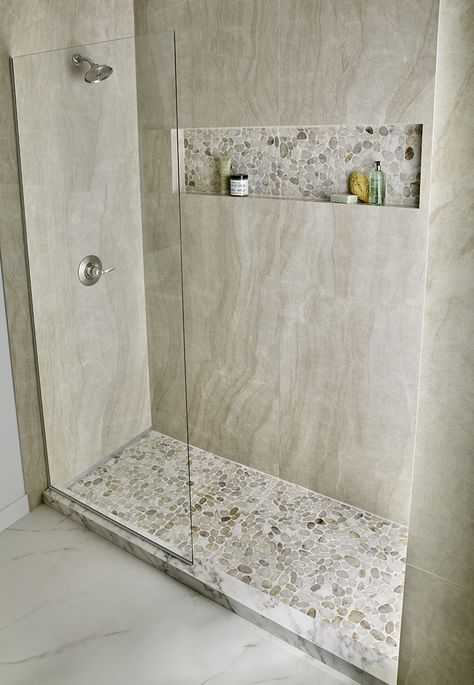 Dorado Pebble Tumbled 10mm Full Bathroom Remodel, Viborg, تصميم للمنزل العصري, Bathroom Redesign, Bathroom Design Decor, Bathroom Remodel Designs, Bathroom Remodel Shower, Bathroom Inspiration Decor, Shower Remodel