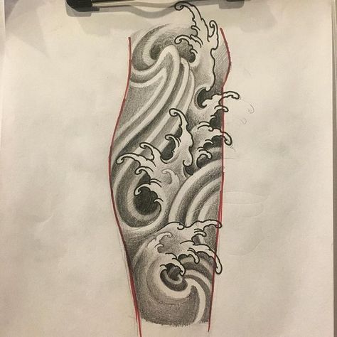 Wave Tattoo Sleeve, Japanese Water Tattoo, Japanese Wave Tattoos, Japanese Leg Tattoo, Tattoo Sleeve Filler, Tattoo Background, Cloud Tattoo, Getting A Tattoo, Greek Tattoos