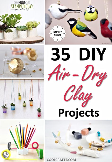 35 DIY Air Dry Clay Projects That Are Fun + Easy, http://www.coolcrafts.com/air-dry-clay-projects/ Diy Air Dry Clay Projects, Air Clay, Clay Crafts For Kids, Homemade Clay, Crafts For Teens To Make, Diy Air Dry Clay, Air Dry Clay Projects, Clay Crafts Air Dry, Crafts For Boys