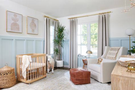 Light Blue Nursery Gender Neutral, Light Blue Board And Batten Wall, Light Blue Boys Room, Blue Board And Batten Wall, Blue Board And Batten, Board And Batten Nursery, Pale Blue Nursery, Light Blue Nursery, Nursery Design Board