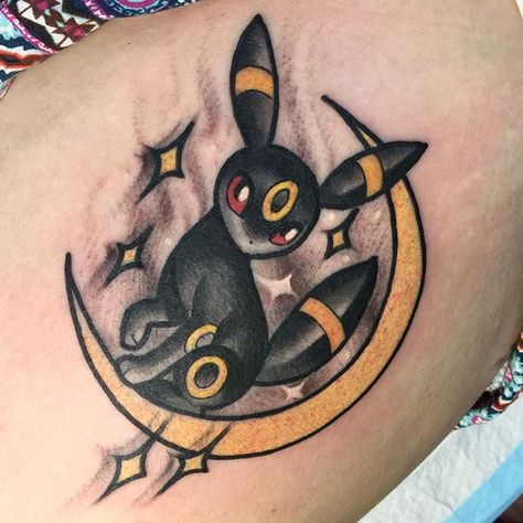 One from yesterday! Thank you Tina !!! #pokemontattoo #umbreon Cute Pokemon Tattoo, Umbreon Tattoo, Pokemon Tattoo Design, Overwatch Tattoo, Pokemon Tattoos, Umbreon And Espeon, Nerdy Tattoos, Tier Tattoo, Pokemon Umbreon