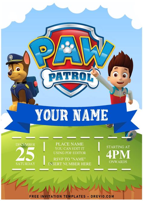 Paw Patrol Birthday Card, Paw Patrol Party Invitations, Monthly Milestone Pictures, Paw Patrol Birthday Decorations, Paw Patrol Printables, Birthday Card Template Free, Paw Patrol Birthday Invitations, Birthday Invitation Card Template, Free Printable Invitations Templates