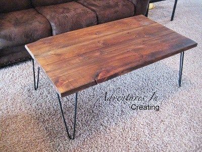 Remodelaholic | Making Mid-Century Modern Wood Coffee Table Diy, Funky Coffee Tables, Wooden Pallet Coffee Table, Coffee Table Alternatives, Refurbished Table, Hairpin Leg Coffee Table, Hairpin Coffee Table, Colorado Cabin, Pallet Wood Coffee Table