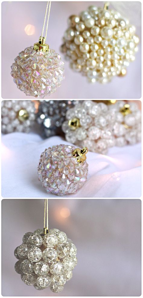 Christmas DIY ● Tutorial ● Ornaments  Or bigger version and hang over doorway or entryway or dinner table Jewel Ornaments, Noel Christmas, Beaded Ornaments, Holiday Diy, Xmas Ornaments, Christmas Deco, Xmas Crafts, Ornaments Diy, Christmas Inspiration