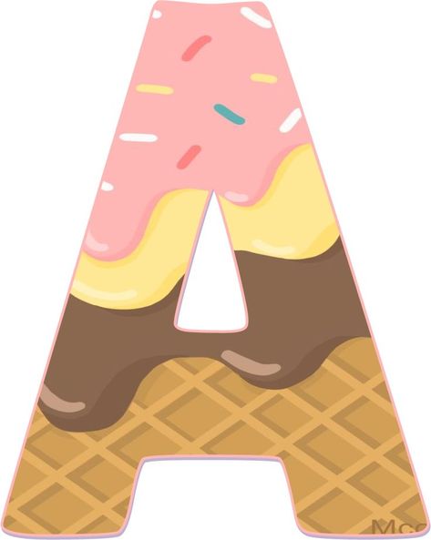 Ice Cream Letters Free Printable, Ice Cream Letters, Ice Cream Alphabet, Ice Cream Birthday Party Theme, Candy Letters, Teacher Cartoon, Ice Cream Birthday Party, Ice Cream Theme, Instagram Editing Apps