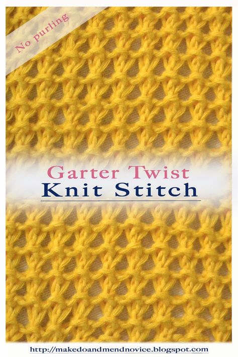 The Garter Twist Knit Stitch is a simple two-row repeat stitch that creates texture just through the combination of knit stitches. This stitch requires a multiple of 2 stitches and is worked over 2 rows. The stitch requires absolutlely no purling . The stitch pattern / knitting tutorial is available via my blog. #knitting #freepattern #knitstitch #texturedstitches #knit #knittingpattern #texturedknitting #knitstitch #knittutorial #howto #nopurling #nopurlknitstitch No Purl Knitting, Four Row Repeat Knitting Pattern, 2 Row Repeat Knitting Pattern, Knit Stitch Tutorial, Textured Knitting, Rib Stitch Knitting, Baby Hat Knitting Patterns Free, Knit Purl Stitches, Purl Knit