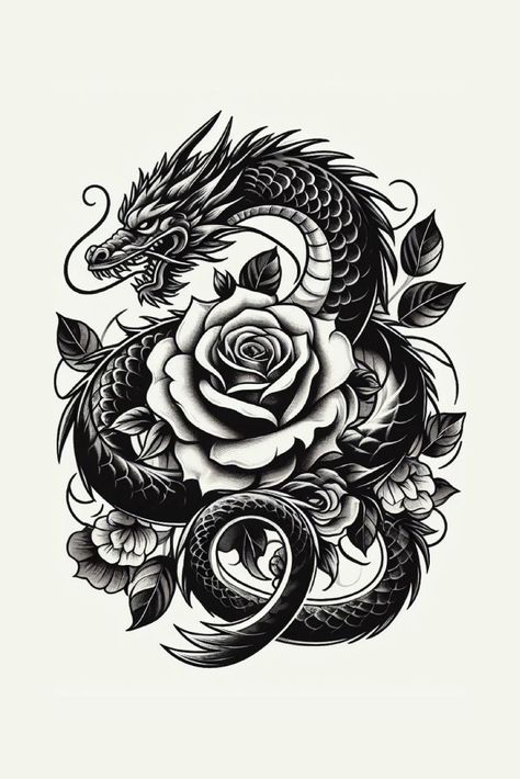 Dragons And Roses Tattoo, Cool Tattoo Ideas, Tattoo Wings, Resin Stickers, Flower Shoulder Tattoo, Dragon Tattoo Ideas, Mom Daughter Tattoos, Spirit Tattoo, Meaningful Symbols