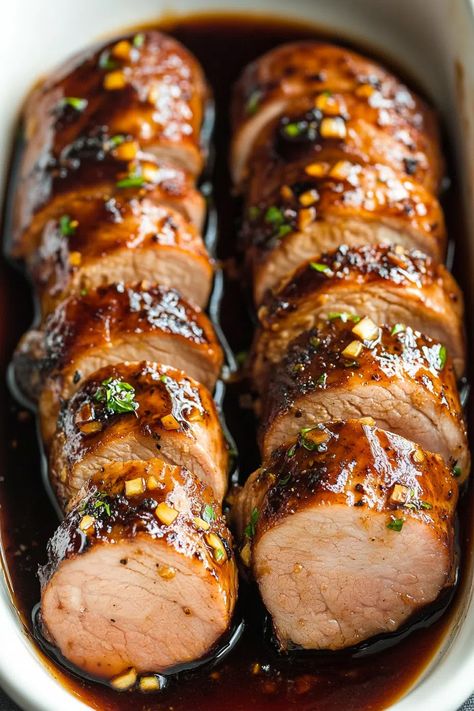 Honey Garlic Pork Tenderloin Easy Pork Tenderloin Recipes Oven, Honey Garlic Soy Sauce, Pork Chop Sandwich, Honey Garlic Pork Tenderloin, Garlic Pork Tenderloin, Honey Garlic Pork, Garlic Pork, Honey Pork, Honey Garlic Sauce