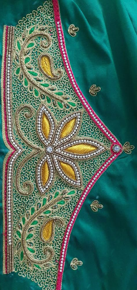 Aari Work Water Filling Design, Peacock Embroidery Designs Blouse Sleeves, Water Filling Blouse Design, Pani Stitch Aari Work Design, Water Filling Stitch In Aari Design, Water Filling Aari Work Blouse, Water Filling Stitch In Aari, Aari Work Designs Pattern, Aari Work Sleeve Design