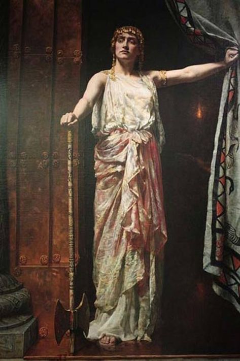 Clytemnestra - House of Atreus Guildhall Art Gallery, John Collier, Lawrence Alma Tadema, John Everett Millais, Tales Series, Ancient Origins, Art Uk, Greek Myths, Oil Painting Reproductions