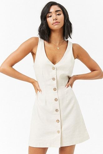 Sleeveless Button-Front Linen Dress Forever New Dress, Cami Outfit, Stylish Short Dresses, Products Ideas, Shop Name, Trendy Clothes, Clothes Shop, Dress Mini, Ladies Dress Design