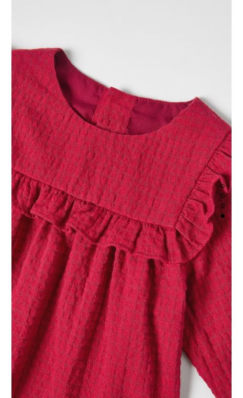 Structured Dress, Round Neck Dress, Kids Designer Dresses, Frocks For Girls, Textured Dress, Dress With Long Sleeves, Braided Headband, Round Neck Dresses