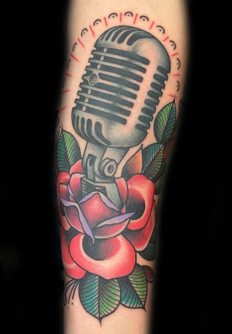 Microphone tattoo Unbreakable Tattoo, Microphone Tattoo, Tattoo Ideas For Guys, Tattoo Music, Girl Face Tattoo, Neck Tattoo For Guys, Small Hand Tattoos, Music Tattoo, Music Tattoos