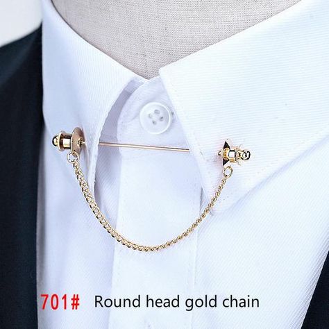 Collar Bar Shirt, Men Wedding Accessories, Tassel Shirt, Bar Shirt, Clothing Reference, Collar Bar, Collar Clips, Chain Collar, Collar Pin