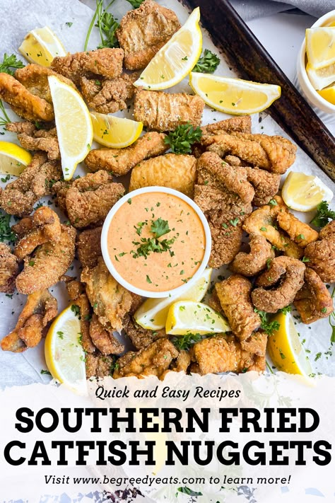 Crispy Catfish Recipes, Frying Catfish Nuggets, Catfish Nugget Recipes Fried, Deep Fried Catfish Nuggets, Catfish Meals, Catfish Nugget Recipes, Catfish Nuggets Recipes, Fried Catfish Nuggets, Fried Catfish Recipe