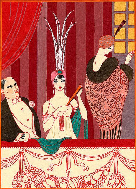 Barbier - La Loge 1912 by mpt.1607 Erte Art, Art Deco Illustrations, George Barbier, Paul Poiret, Art Deco Illustration, Deco Fashion, Deco Poster, Art Deco Posters, Ballet Costumes