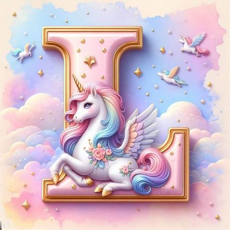 Alphabet Disney, Unicorn Letters, Pine Cone Art, Letter Art Design, Scrapbook Printing, Alphabet Images, Unicorn Theme, Cute Flower Wallpapers, Unicorn Art