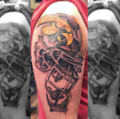 Iowa Hawkeyes Tattoo, Hawkeye Tattoo, Iowa Hawkeye, Iowa Hawkeyes, Hawkeye, Iowa, Skull Tattoo, Tattoo Artists, Portrait Tattoo