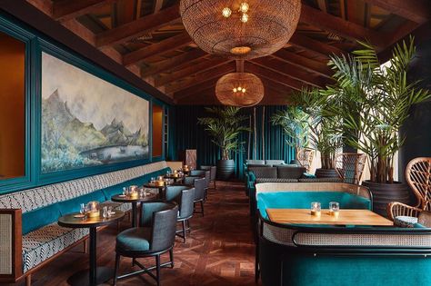 Vanessa G: TOCCI. NYC. on Instagram: “Vote for us!  Our design for THE POLYNESIAN made it to top finalists for International Best Restaurant Design. SBID Awards 2019 Link in BIO…” Seattle Aquarium, Bamboo Ceiling, Hawaiian Homes, Polynesian Islands, Turquoise Colour, Polynesian Designs, Metal Screen, Hotel Project, Cafe Interior Design