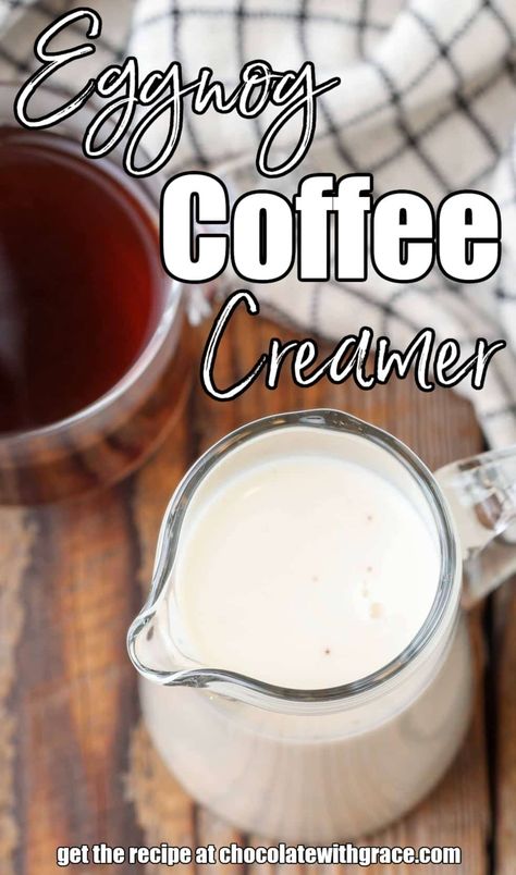 Eggnog Coffee Creamer Eggnog Creamer Recipe, Egg Nog Coffee Creamer, Eggnog Creamer, Eggnog Coffee Creamer, Egg Nog Coffee, Clean Coffee Creamer, Lazy Food, Sugar Free Coffee Creamer, Peppermint Mocha Creamer