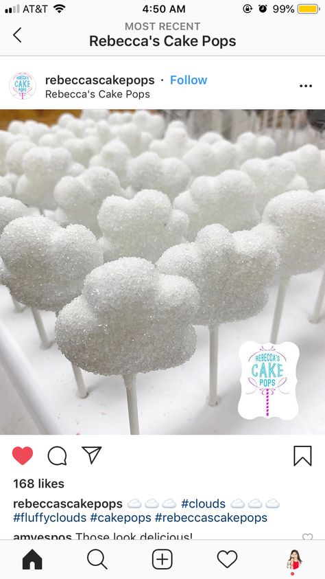 Cloud cake pops Cloud 9 Dessert, Cloud Candy Table, Cloud Treat Table, Cloud Theme Cake Pops, Cloud 9 Cake Pops, Cloud Cakes Ideas, Cloud Favors, Cloud Treats, Cloud Cake Pops