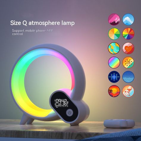 Digital Display Alarm Clock Bluetooth Audio Intelligent Wake-up Q Colorful Atmosphere Light Amazon Private Label, Star Wars Technology, Light Alarm Clock, Best Kitchen Gadgets, Sunrise Alarm Clock, Light App, Atmosphere Lamp, Smart Home Appliances, Smart Appliances