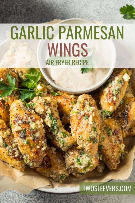 Garlic Parm Wings, Parmesan Wings Recipe, Wings Air Fryer, Parmesan Wing Sauce, Garlic Wings, Air Fryer Wings, Air Fryer Garlic, Parmesan Wings, Garlic Parmesan Wings