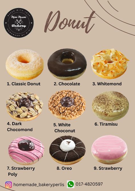 Doughnut Toppings Recipe, Mini Donuts Toppings, Mini Donuts Menu Ideas, Donut Shop Ideas, Toping Donat, Donuts Business, Donat Aesthetic, Mini Donut Recipes, Types Of Donuts