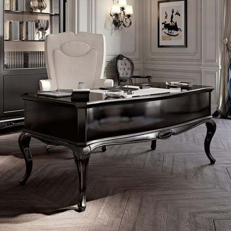 Classic Office Design, Luxury Office Furniture, Luxury Desk, London Interior Design, White Desk Office, Desk Black, Interior Design Guide, Outdoor Furniture Sofa, Luxury Office