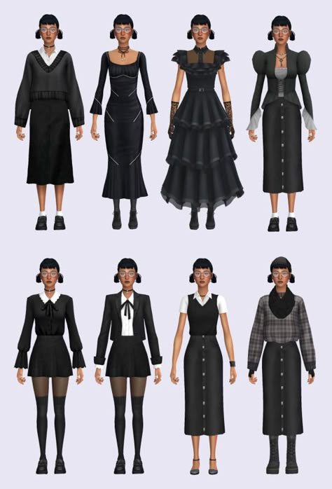 Sims 4 Wensday Adams, Sims 4 Cc Adams Family, Sims 4 Cc Goth Boots, Southern Gothic Sims 4 Cc, Cassandra Goth Makeover, Sims 4 Cassandra Goth Makeover, Addams Family Sims 4, Sims 4 Nun Outfit, Sims 4 Dark Feminine Cc