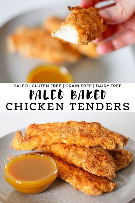 Paleo Baked Chicken, Paleo Chicken Tenders, Crispy Oven Baked Chicken, Honey Mustard Dipping Sauce, Mustard Dipping Sauce, Baked Chicken Tenders, Crispy Baked Chicken, Easy Baked Chicken, Chicken Tender Recipes