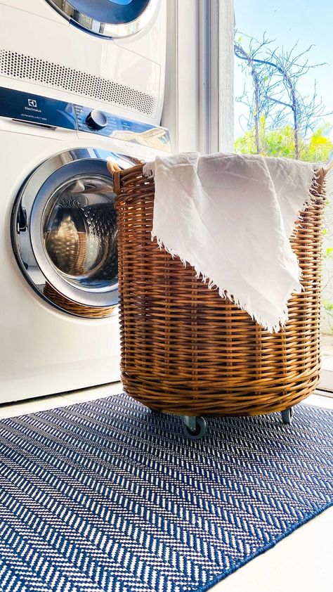 HAYLEY • home • DIY • style • inspiration | Y’all loving my DIY laundry basket ... on wheels! Here’s some quick instructions in case you missed them on my story. I think all my… | Instagram Laundry Hamper On Wheels, Wheeled Laundry Basket, Rustic Hampers, Basket On Wheels, Laundry Basket On Wheels, Southern Charm Decor, Laundry Pantry, Diy Laundry Basket, Ikea Australia