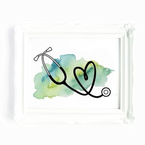 Stethoscope Drawing, Doctor Painting, Song Journal, Doctor Drawing, Stethoscope Heart, Stethoscope Charms, Nurse Art, Office Artwork, Canvas Painting Tutorials