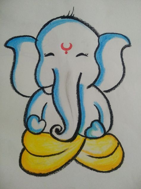 Vinayaka Drawing For Kids, Kids Rangoli Design Easy, Easy Ganesh Drawing For Kids, Easy Ganpati Drawing For Kids, Ganesha Art Drawing Easy, Easy Ganesha Drawing For Kids, Ganpati Drawing For Kids, Ganesh Drawing Simple, Ganpati Bappa Drawing Easy