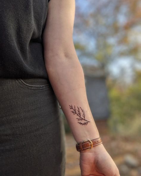 Cedar Branch Tattoo, Tattoo Biblical, Biblical Tattoo Ideas, Biblical Flowers Tattoo, Cedar Branch, Grace Tattoos, Biblical Tattoos, Fern Tattoo, Cross Tattoos For Women