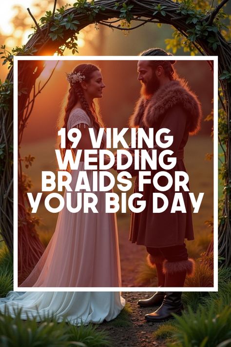 Did you know that Viking wedding braids can transform any bridal look into a legendary affair? Dive into our gallery featuring 19 stunning photos of Nordic-inspired hairstyles, from intricate fishtails to ethereal crown braids. Uncover the secrets to embracing Viking elegance on your big day with tips on warrior-style hair accessories and rustic elements. Explore the magic of intertwining tradition with modern romance and create your unforgettable bridal saga! Viking Style Wedding, Ethereal Crown, Heathen Wedding, Viking Couple, Crown Braids, Warrior Style, Nordic Wedding, Inspired Hairstyles, Braid Inspiration