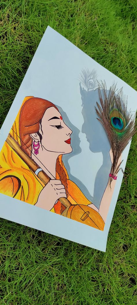 Let's paint 🎨🖌️ Mira Bai Drawing, Mira Bai Painting, Meera Bai Paintings, Mira Bai, Meera Bai, Cool Pencil Drawings, Instagram Creative, Hand Painting Art, Hand Painting