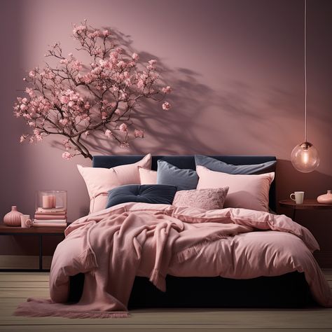 Chambre rose : 17 idées pour une ambiance romantique Room Wall Painting, Color Rosa, Bedroom Interior, Wall Painting, Jade, House Interior, Dream House, Apartment, Bedroom