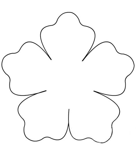 Hibiscus Flower Template, Printable Flower Pattern, Flower Petal Template, Flower Templates Printable, Flower Cut Out, Paper Craft Diy Projects, Paper Flower Template, Pola Sulam, Paper Flowers Craft