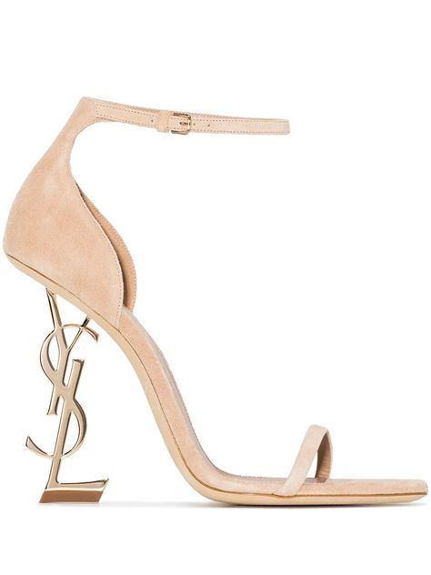 Saint Laurent Opyum 110mm Suede Sandals - Farfetch Ysl Heels, Elegant Heels, Square Toe Sandals, Ysl Shoes, Bridal Sandals, Pink Sandals, Saint Laurent Shoes, Fashion High Heels, Pink Suede