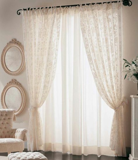 Curtain Ideas For Bay Windows, Sheers Curtains Living Room, Curtains Living Room Modern, Layered Curtains, Plain Curtains, Elegant Curtains, Stylish Curtains, Short Curtains, Modern Curtains