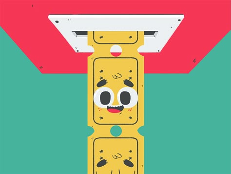 Arcade Tickets Design, Cute Motion Graphics, Loop Animation Motion Graphics, Motion Design Animation Inspiration, Ticket Animation, Social Media Motion Graphics, Arcade Graphic Design, 2d Motion Graphics Animation, Ticket Graphic Design