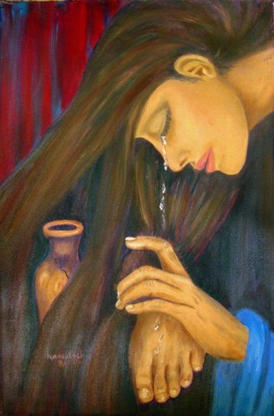 Worth the Mess, blog post by Laura   Krämer    Art credit to Lyn Deutsch Alabaster Box, Gospel Of Luke, Jesus Christ Art, Prophetic Art, Mary Magdalene, Bible Stories, Bible Art, New Testament, Christian Art