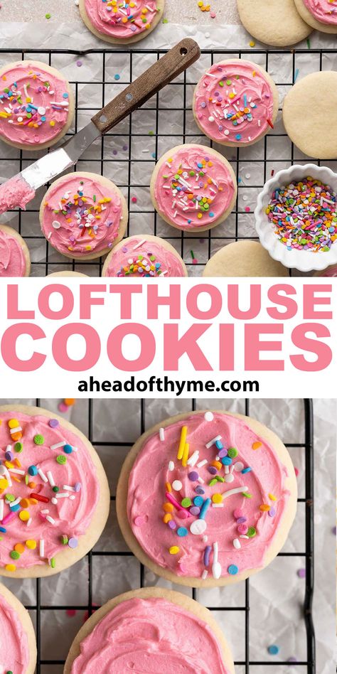 Soft Batch Sugar Cookies, Soft Sugar Cookies With Frosting, Christmas Soft Sugar Cookies, Grocery Store Sugar Cookie Recipe, Loft House Sugar Cookies Recipe, Pink Frosted Sugar Cookies, Frosted Cookie Recipes, Sugar Cookie Sprinkles, How To Keep Cookies Soft