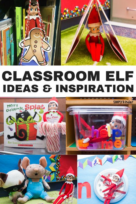 Elf on the Shelf Classroom Ideas and Inspiration using the Elves at Play set. Perfect for preschool, kindergarten, and first grades. Stuffed Elf On The Shelf Ideas, Elf On The Shelf Classroom, Preschool Elves, Elf Classroom, Elves At Play, Classroom Shelves, Classroom Elf, Uncle Si, Kindness Elves