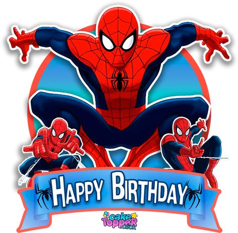 Printable Spiderman Cake Topper - +5 Free! Spiderman Cake Topper Printable Free, Spiderman Happy Birthday Topper, Spiderman Printables, Spidey Cake, Topper Spiderman, Spiderman Topper, Happy Birthday Spiderman, Cake Printer, Sonic Birthday Cake